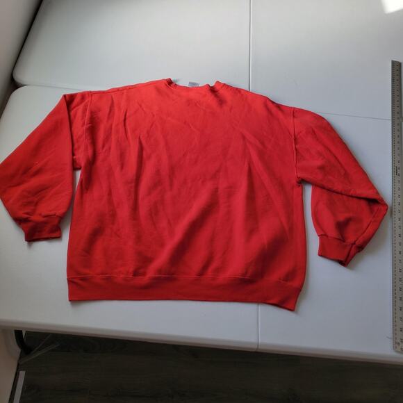 Jerzees Sweatshirt 2XL Red Christmas Cat Basket Graphic Fleece Crewneck - Picture 3 of 8